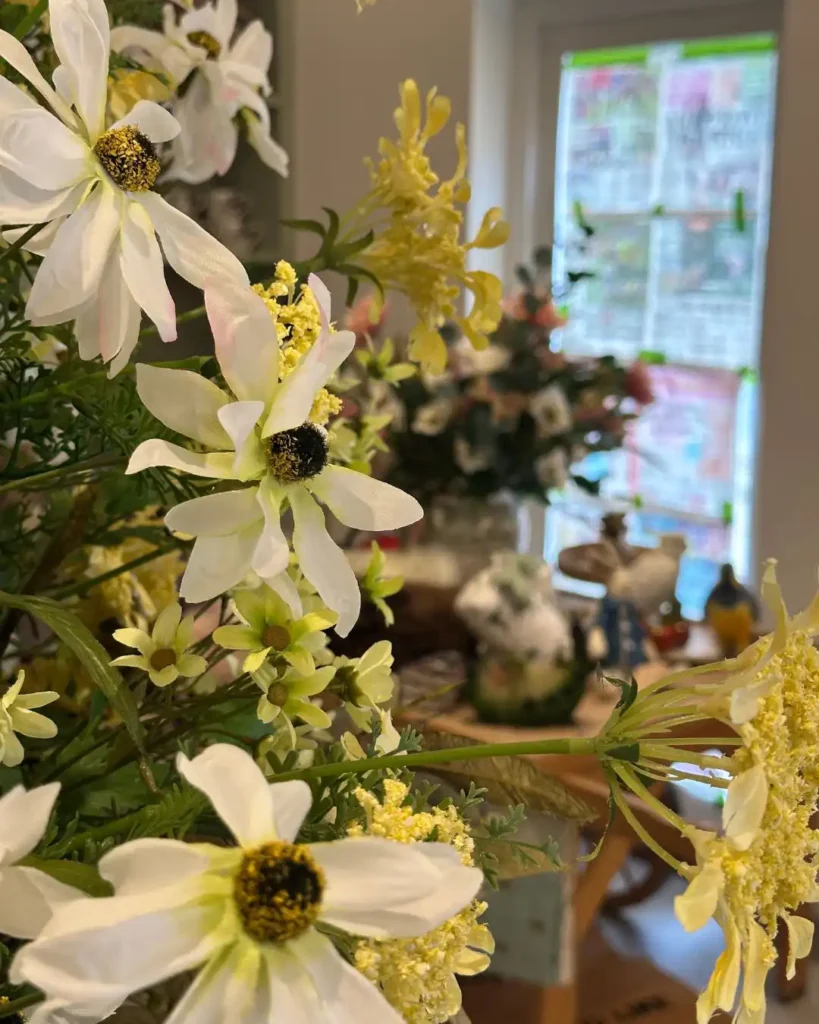 Silk flower display and gifts at Ashdon Farm Shop